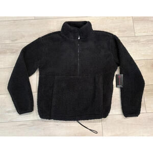 NWT No Boundaries Girl's Quarter Zip Sherpa Jacket Black Size L (11-13) Soft